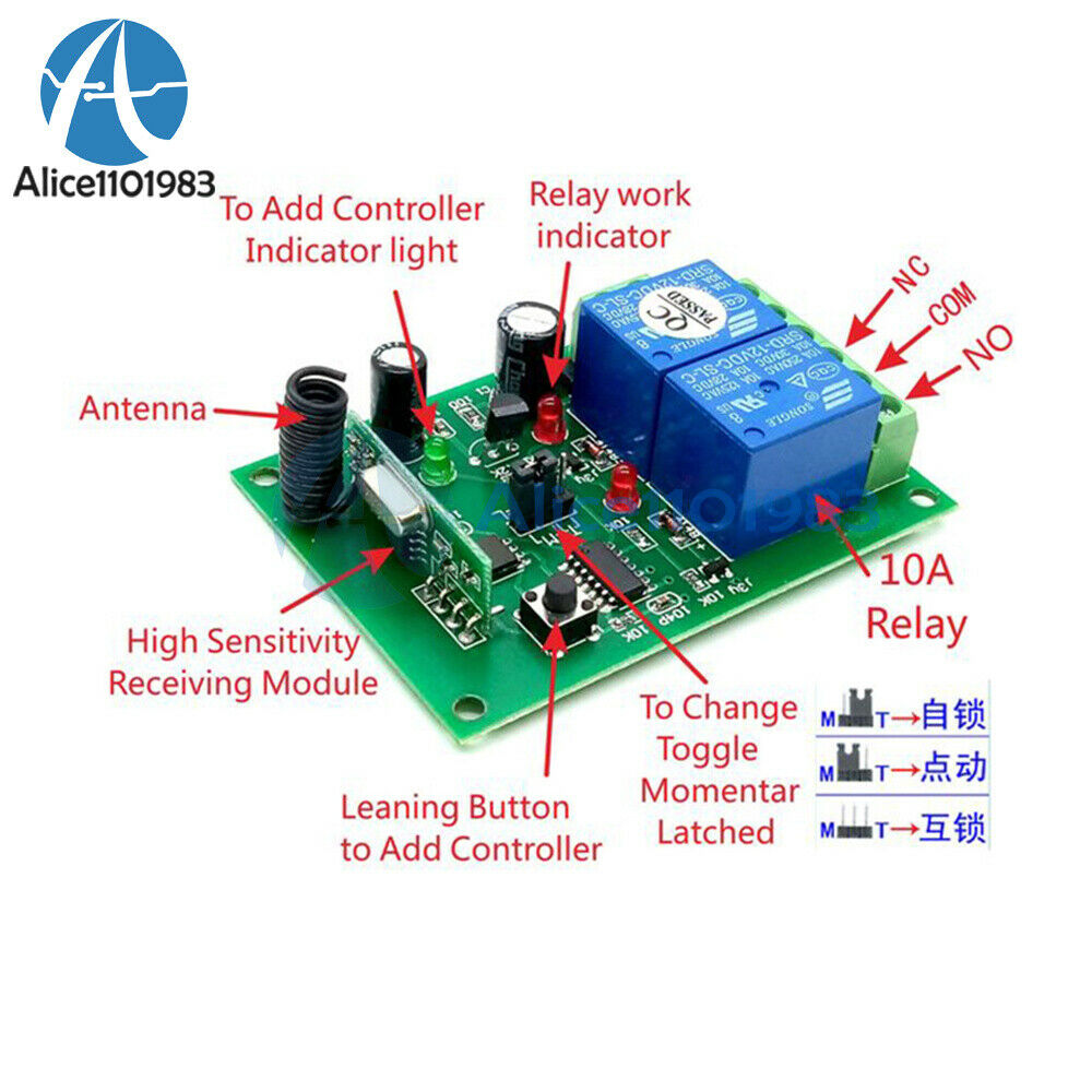 315MHz DC 12V 2 CH Wireless RF Remote Control Switch Light Receiver Transceiver