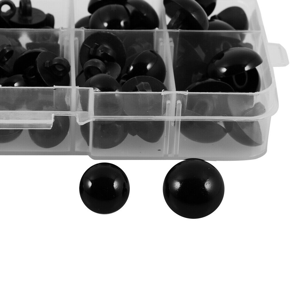 Black Round Buttons - For Plush Toys Eyes Nose Sewing - for DIY Sewing Animal