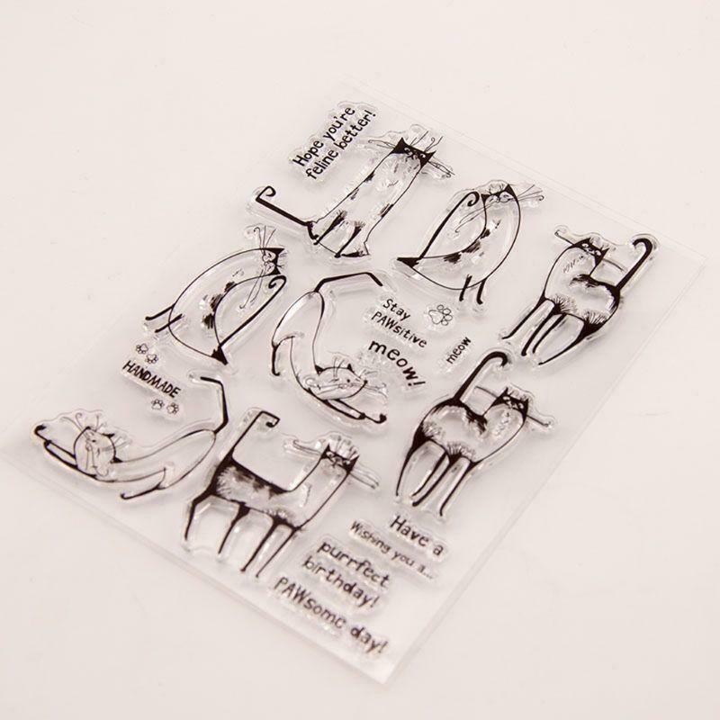 Cute Cat Silicone Clear Stamp Seal DIY Scrapbook Embossing Album Decor Craft Art