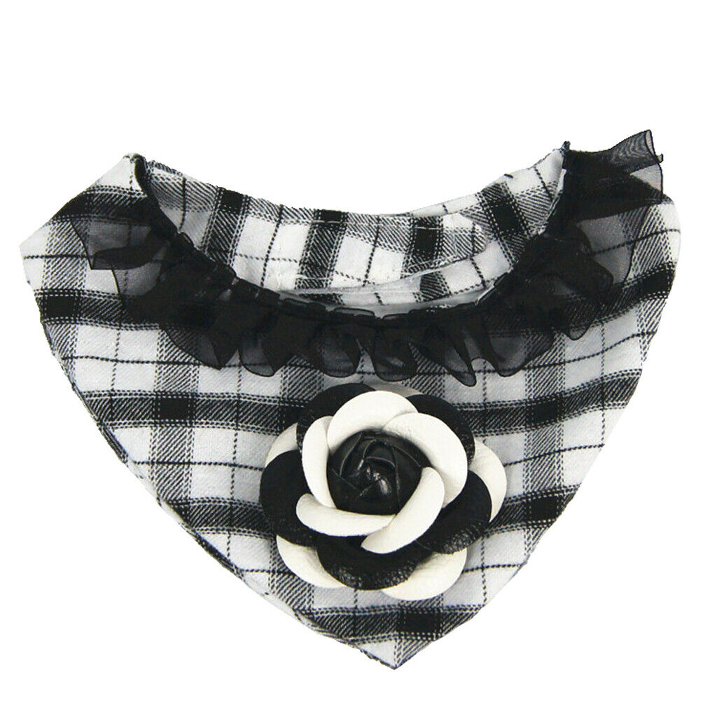 Puppy Bandana Collar, Dog Bandage Scarf with Flower Pet Gift for Party Black