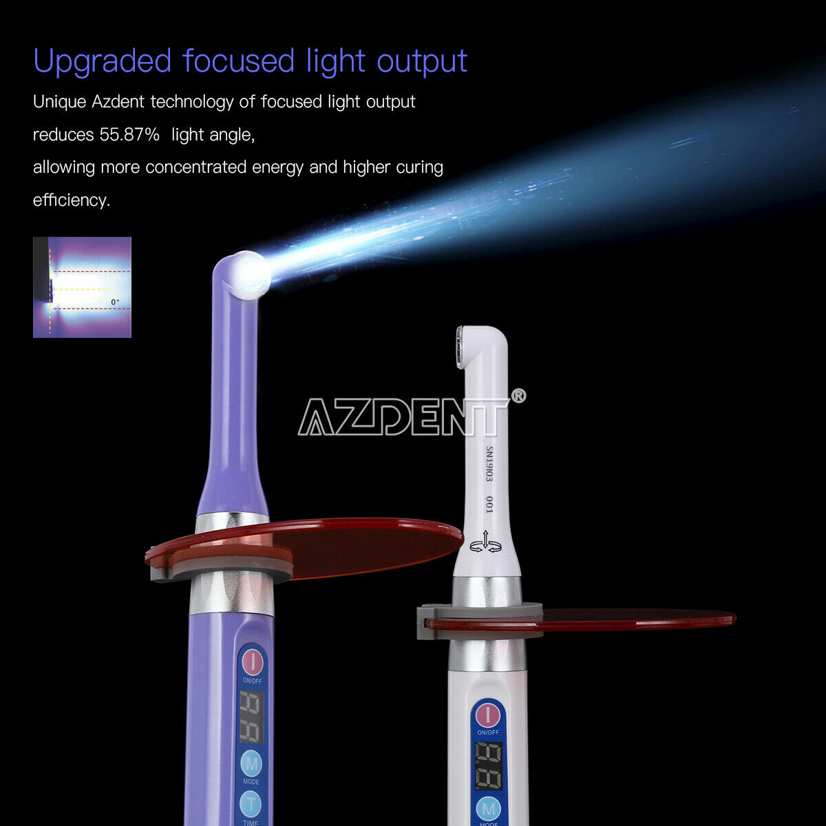 2 X Dental Cordless iLed Curing Light Lamp 1 Second Cure 5W LED 2300mW/c㎡ Purple