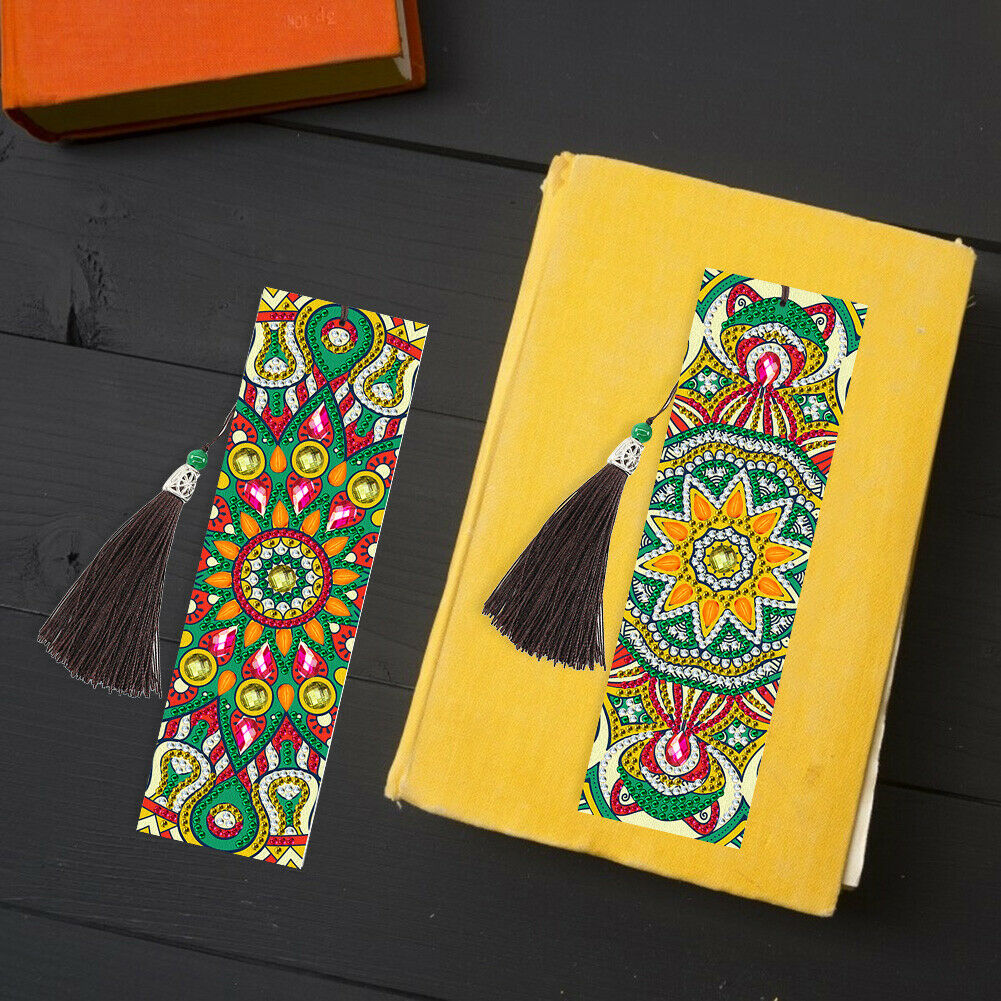 2pcs Diamond Painting Leather Tassel Mandala Bookmarks DIY â€‹Special Shaped @