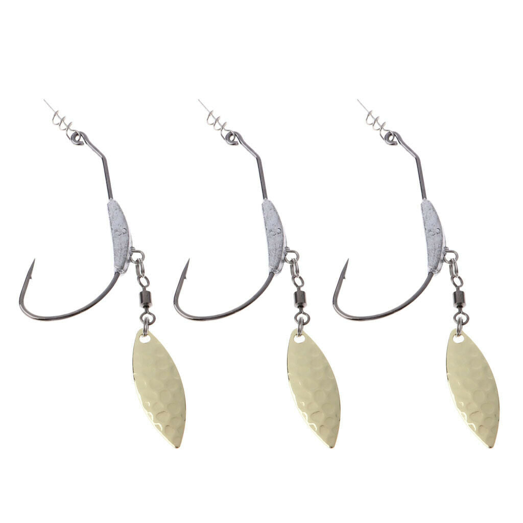 Set of 6 Single Fishing Hook Jig Jigging Weighted Bait Fish Spinner Blade Baits