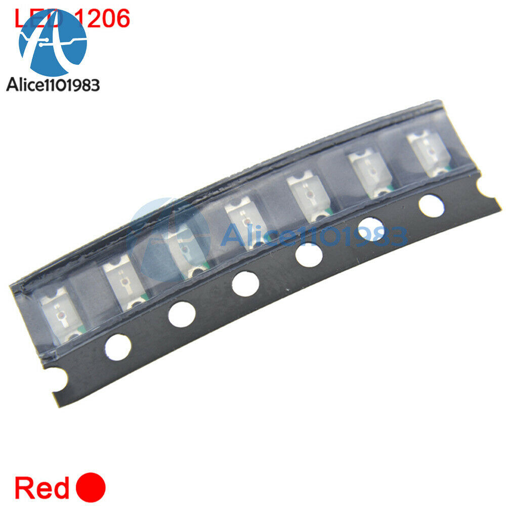 100Pcs 1206 Super Bright DASH SMD SMT LED Lamp Light Red 1206 LED