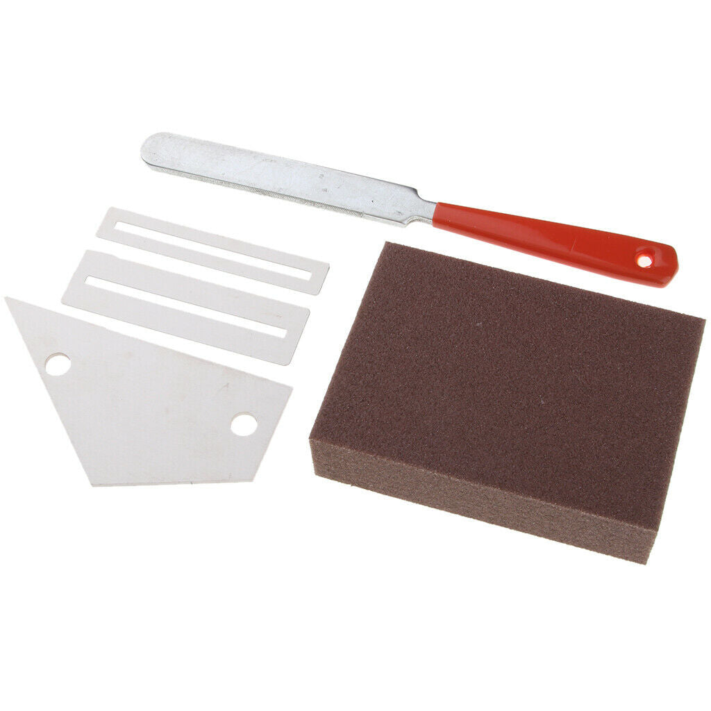 Guitar Tool Set Kit Fret Rocker+Fret File+Grinding Sponge+Fretboard Guard