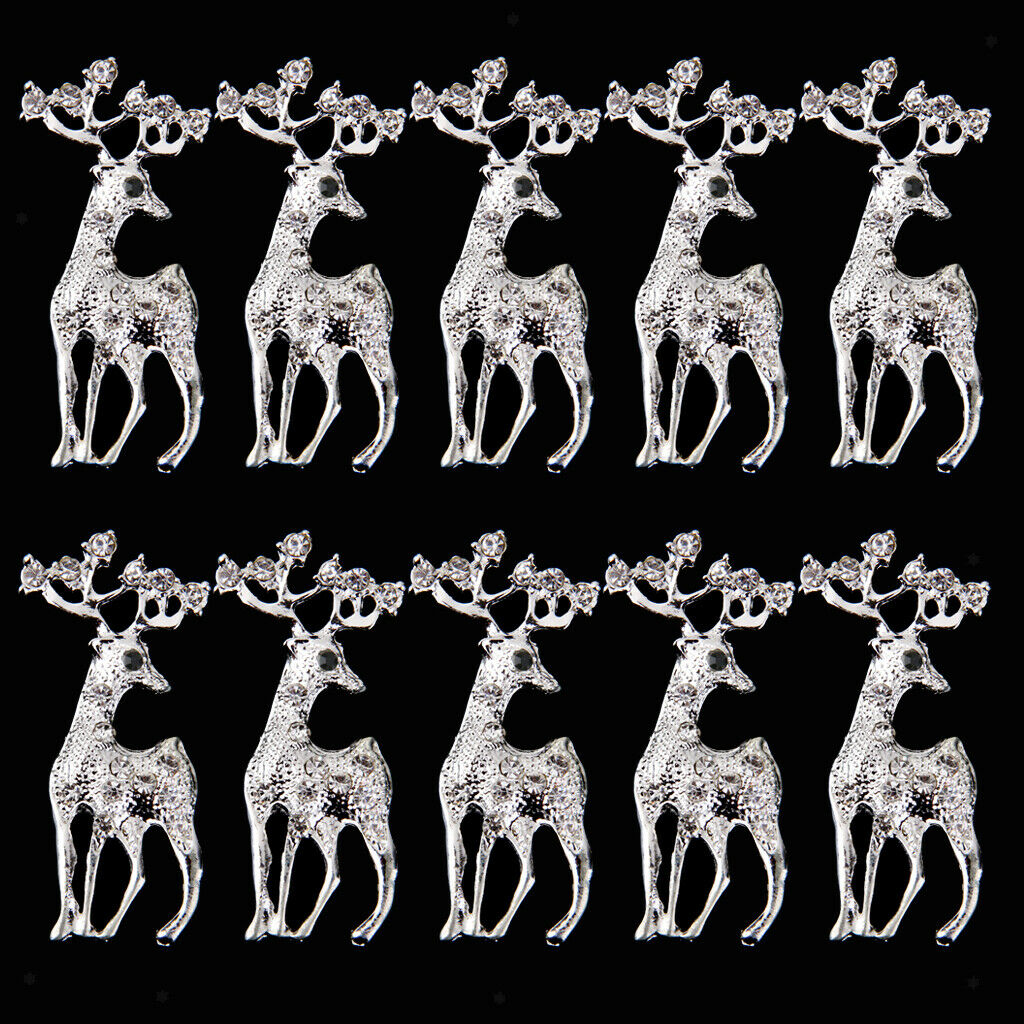 10pcs Xmas Decor Flatback Crystal Reindeer Scrapbooking Craft Embellishments