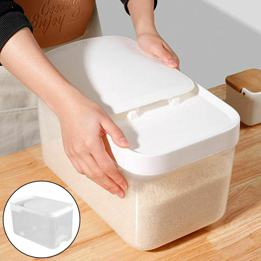Rice Container Cereal Dispenser Food Box Bin Airtight Moisture-proof White