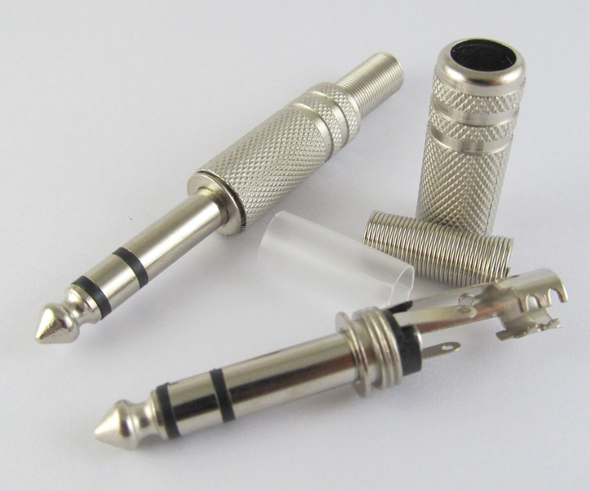 20pcs 6.35mm Stereo Metal plug audio cable adapter spring