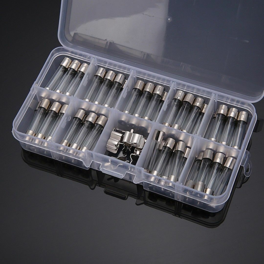 assortment of fine fuses, device fuses, glass fuses 60-piece