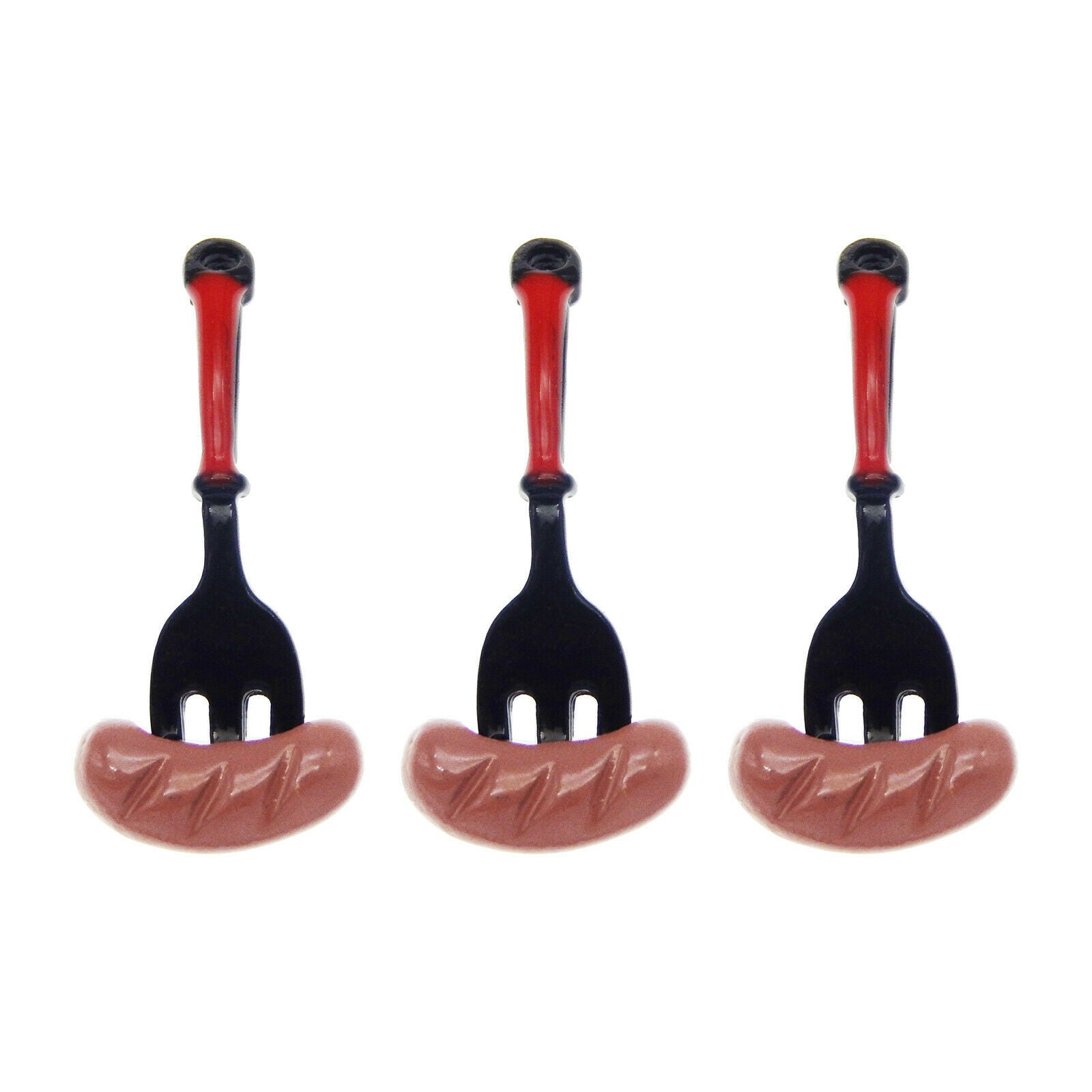 12 pcs Enamel Charm Sausage and Fork Alloy For Crafts Pendant Making 27*12mm