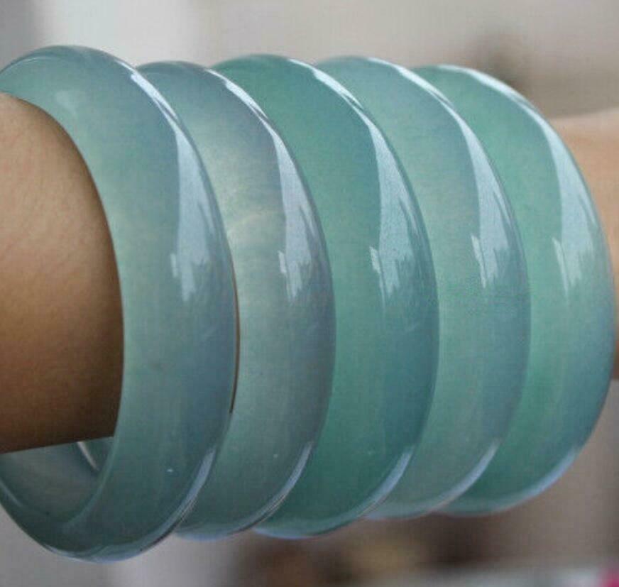Wholesale 100% natural jadeite jade A grade ice oil cyan bracelet 58-60mm