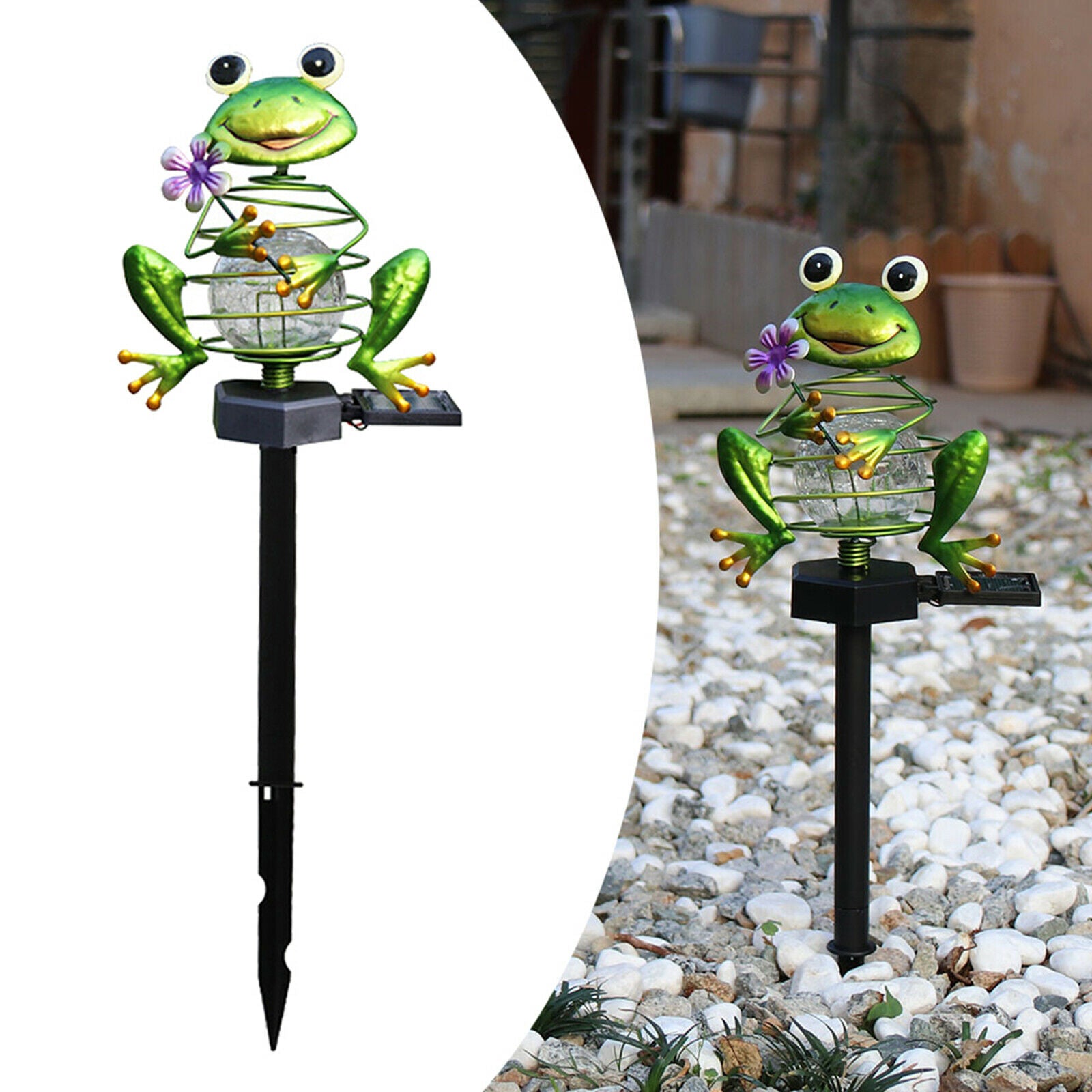 Metal Solar Frog Light Outdoor Stake for Walkway Yard Courtyard Ornaments