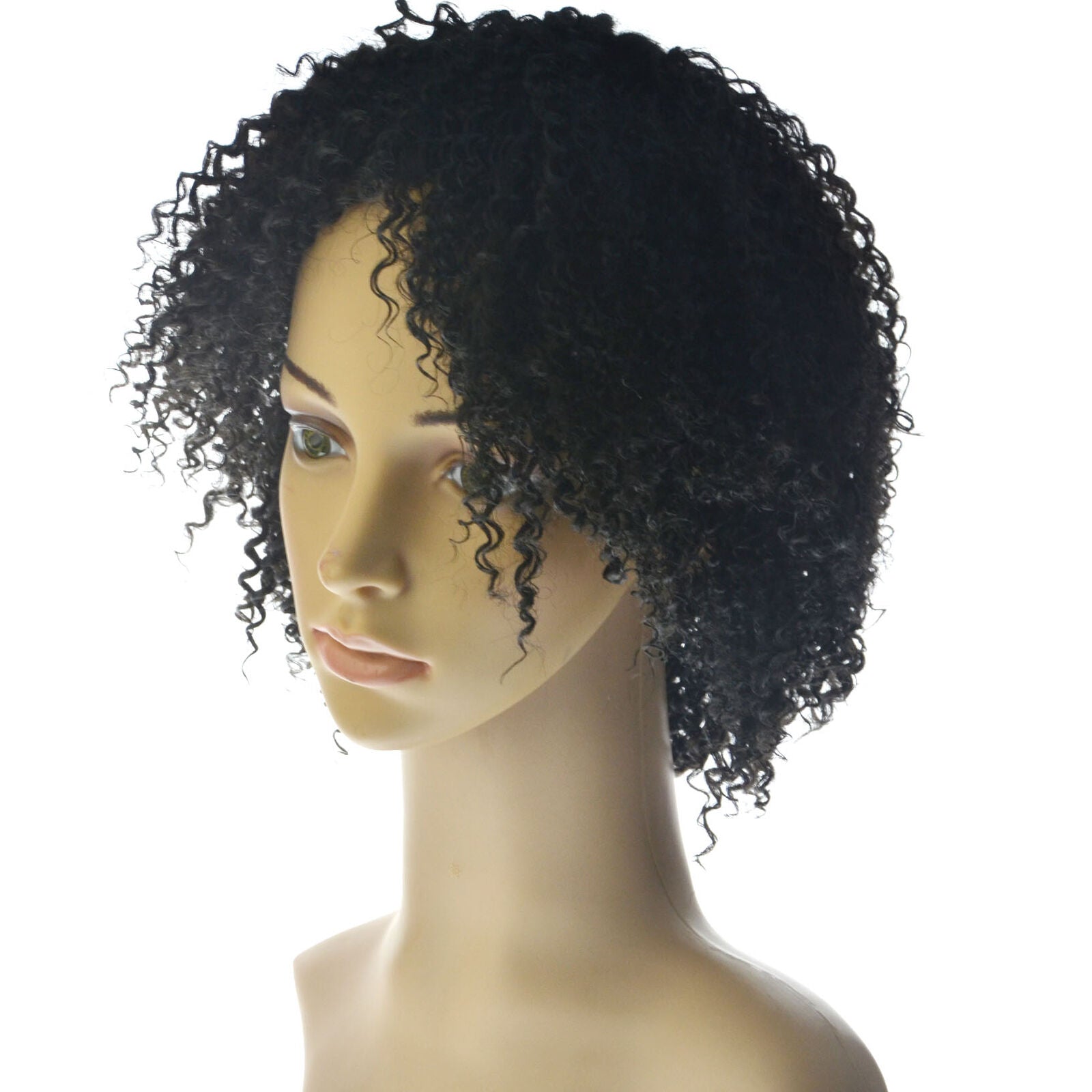 Black Synthetic Curly Wigs for Women Short Afro Wig African American Natural