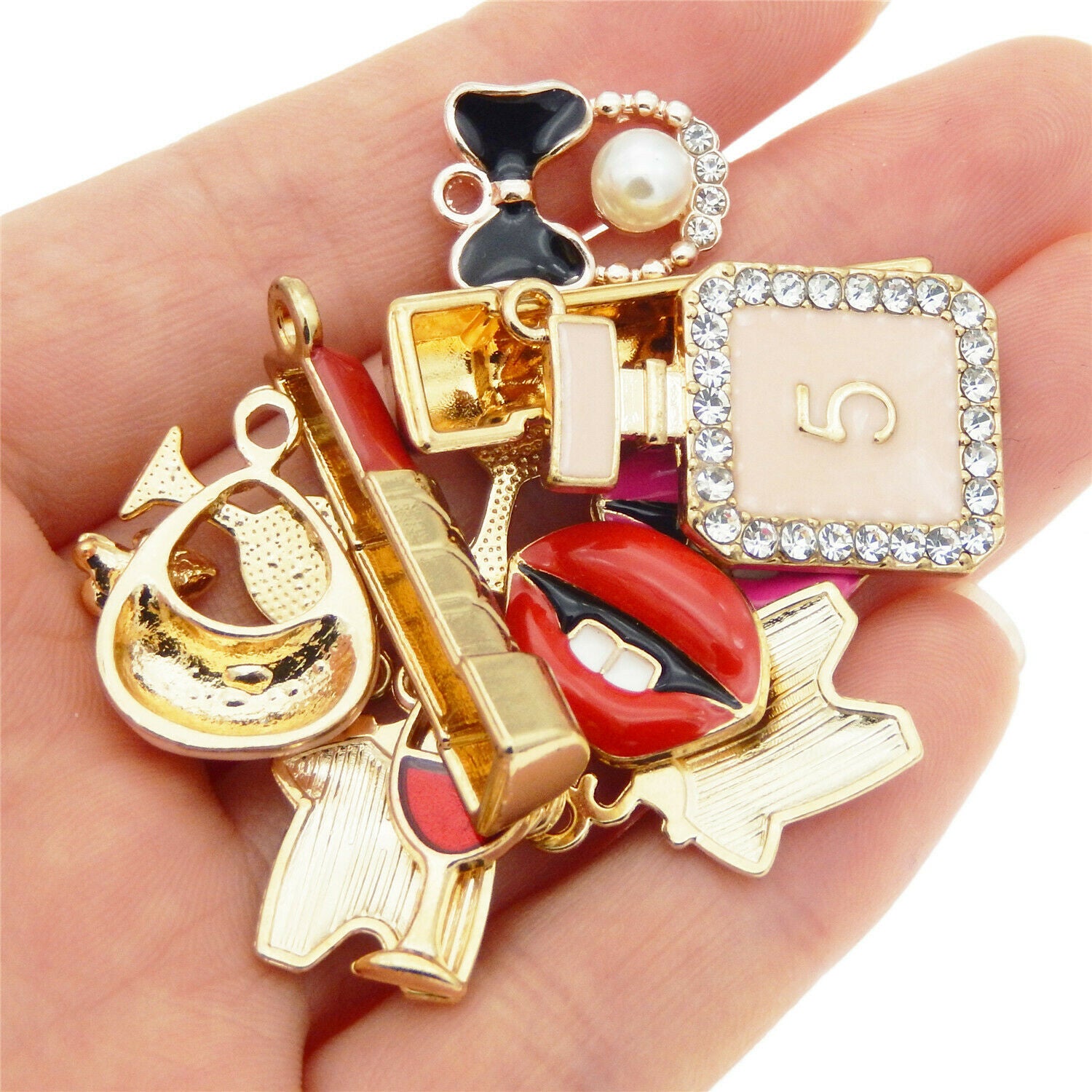 10 Mix Lot Purse Bag Charm Enamel Makeup Accessories DIY Crafting Jewelry Making