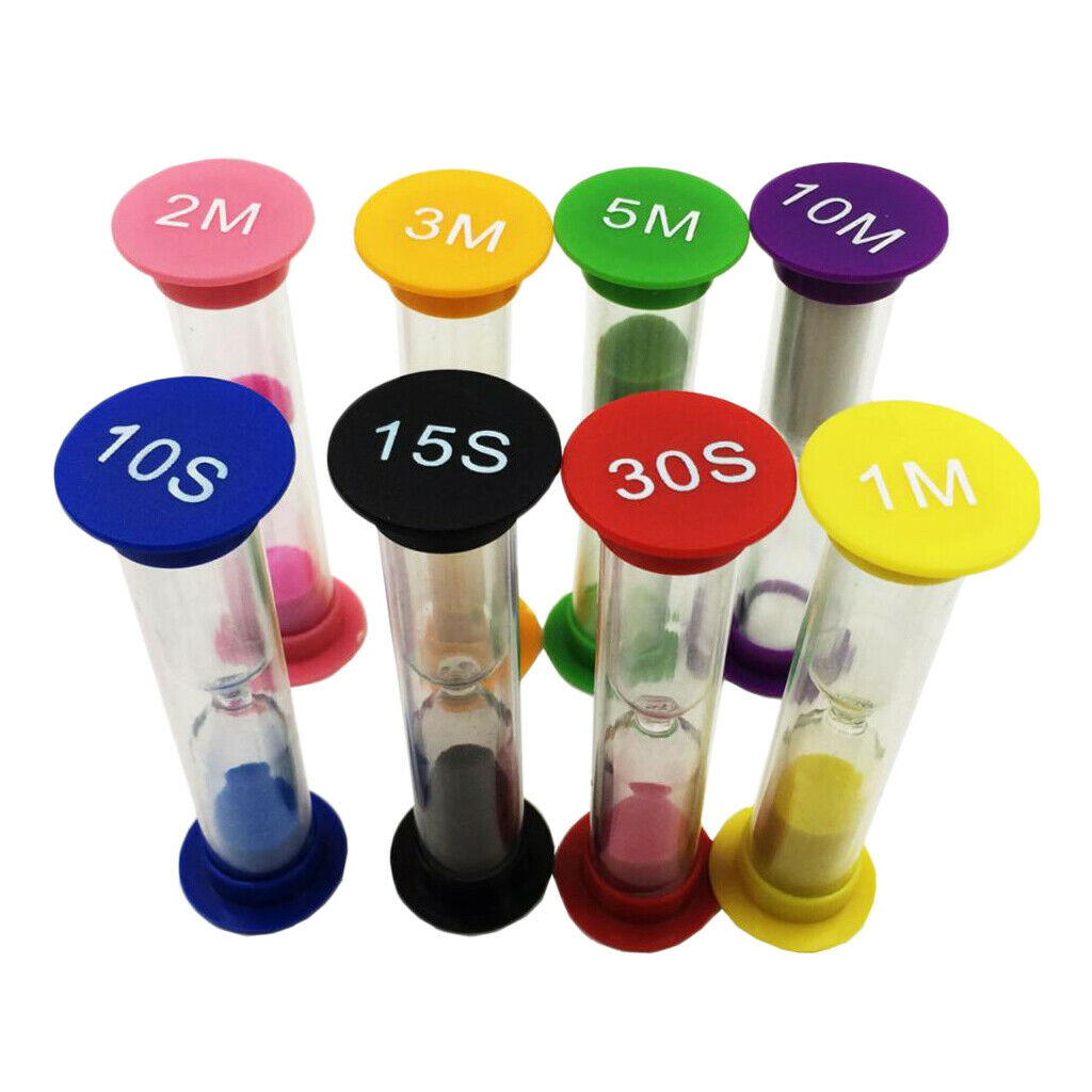 8 x Hourglasses Set Cooking Timekeeping Kitchen Timer for Playing, Reading /