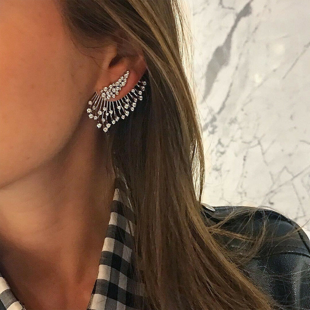 2018 Trendy Punk Style Zircon Statement Ear Stud Earrings Women Fashion Jewelry