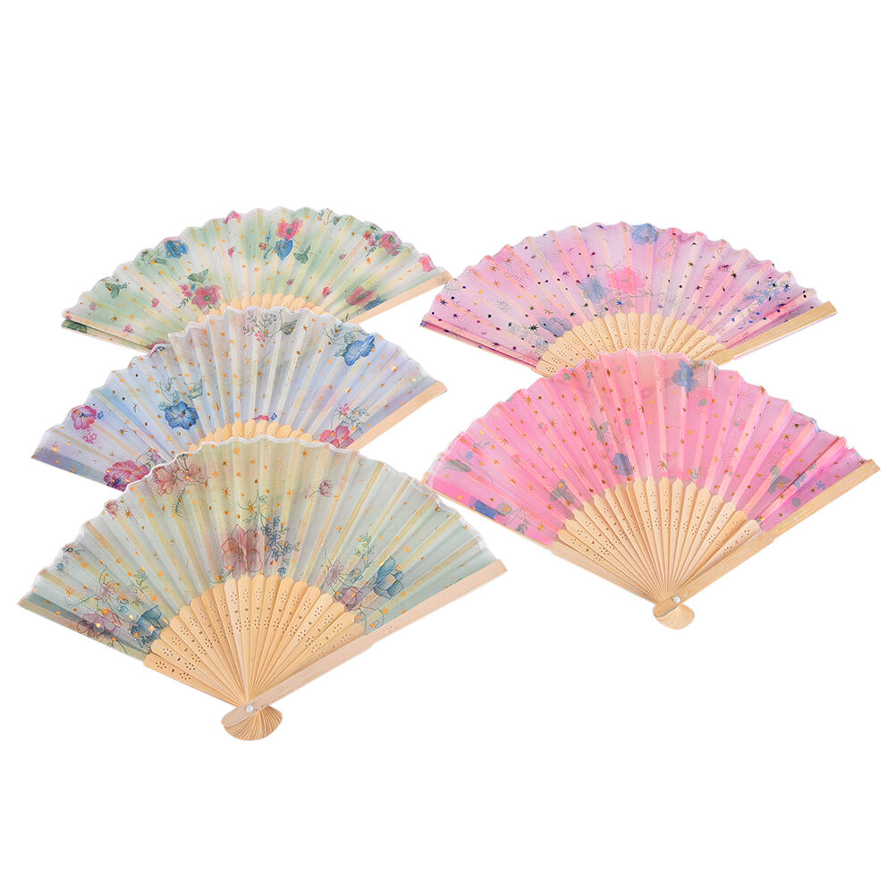 Chinese Folding Silk Pocket Flower Hand Fan Wedding Dance Party Color Ran.l8