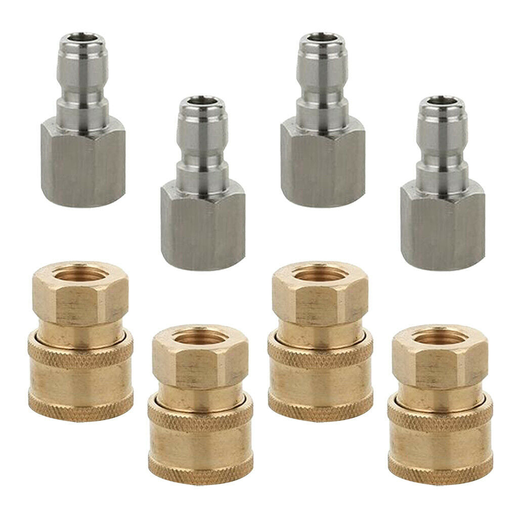 8pcs 1/4 inch Male and Female Pressure Washer Hose Connectors Quick Coupler