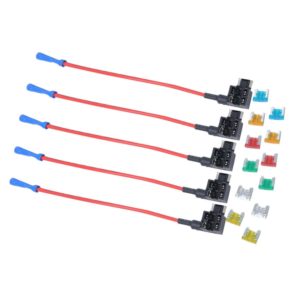 12 Pieces Car Truck Boat 5A-30A Mini Fuses with Add-a-circuit Fuse Holders