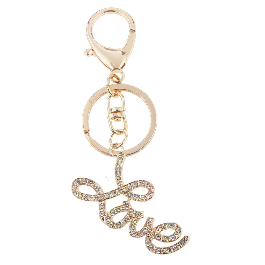 Shining White Stone Love Pendant Keychain Keyring Women Gift