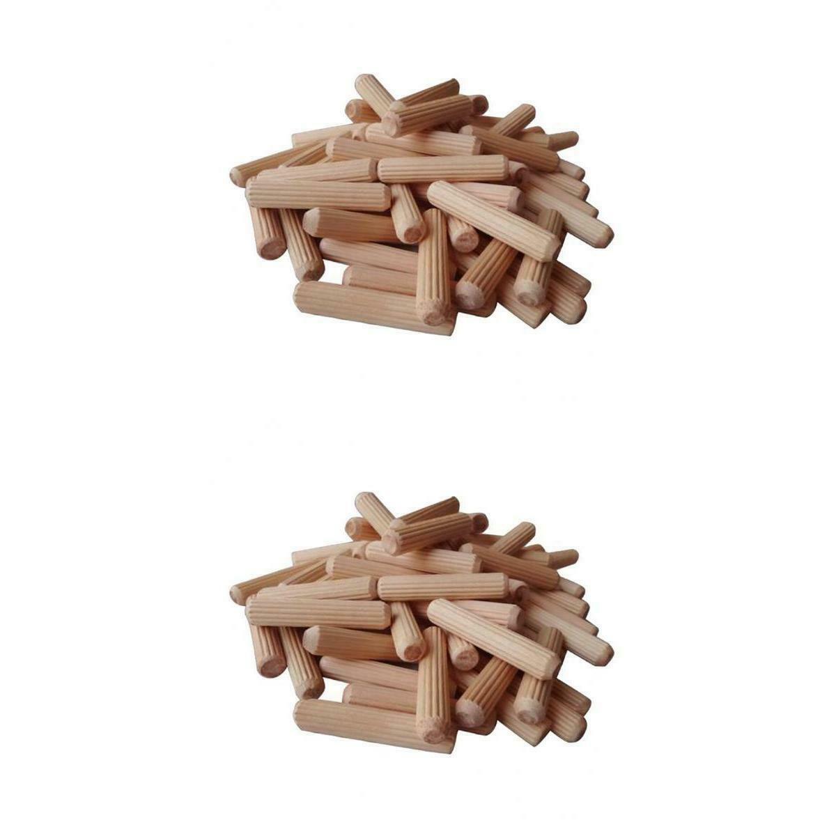 200 Pcs/Set Wooden Dowels Hard Wood Grooved Plugs Furniture Woodwork Grooved