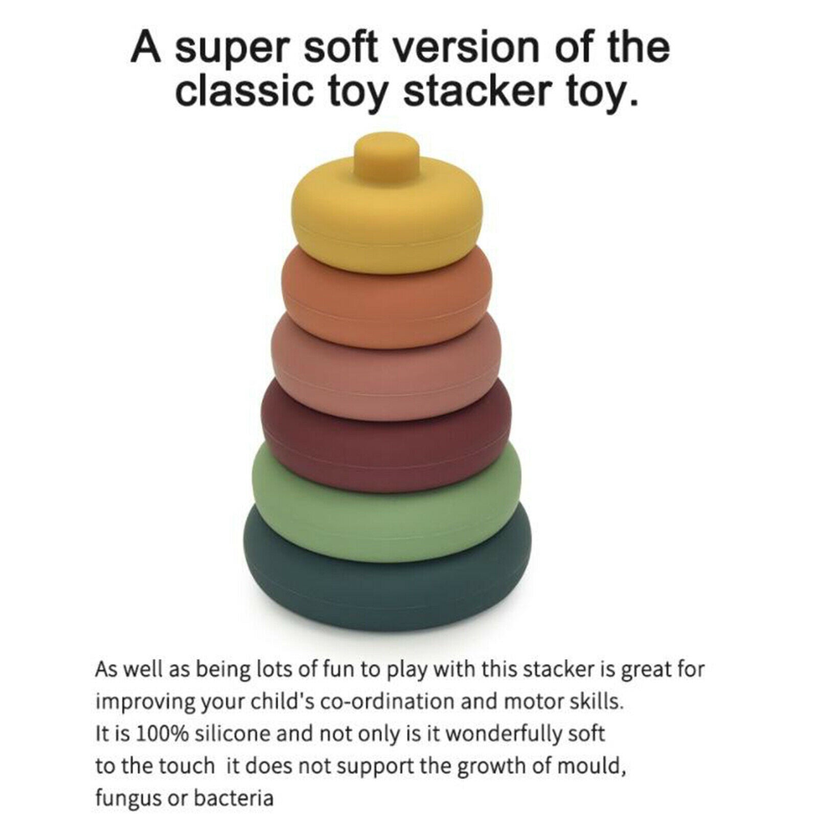 6pcs Baby Silicone Stacking Rings Toys Blocks Learning Educational Toys