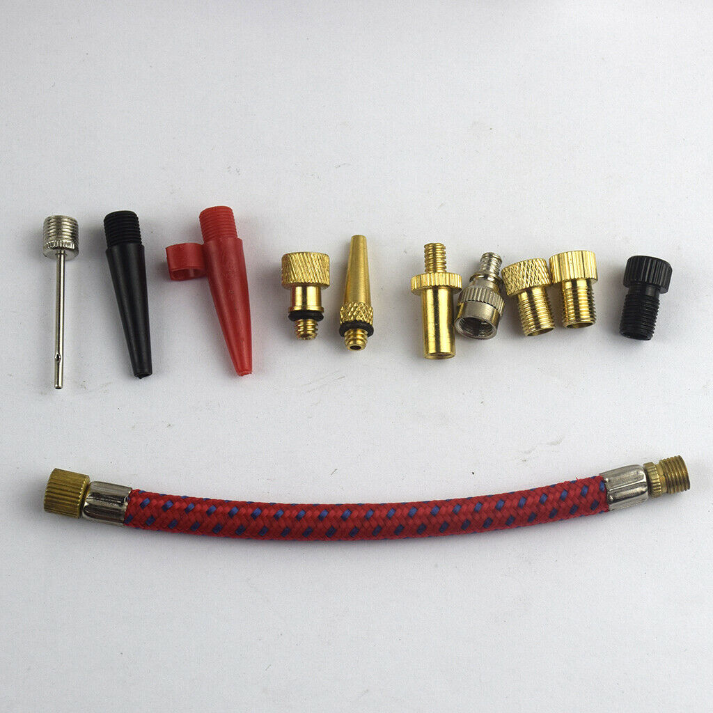 11Pcs Bicycle Tire Inflatable Extension Hose Tip Adapter Universal Portable