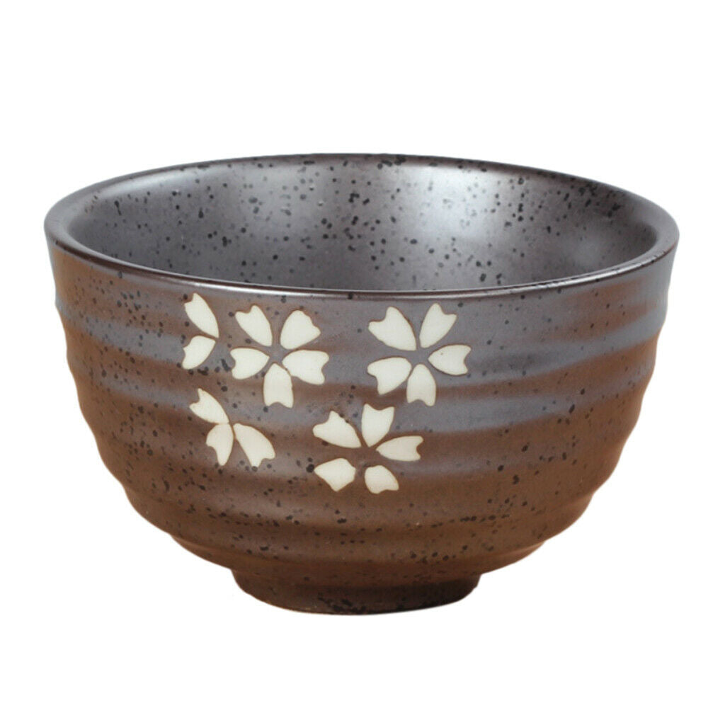 Japanese Style Matcha Bowl (2 Pack)- Glazed White Cherry Blossom Tea Bowls