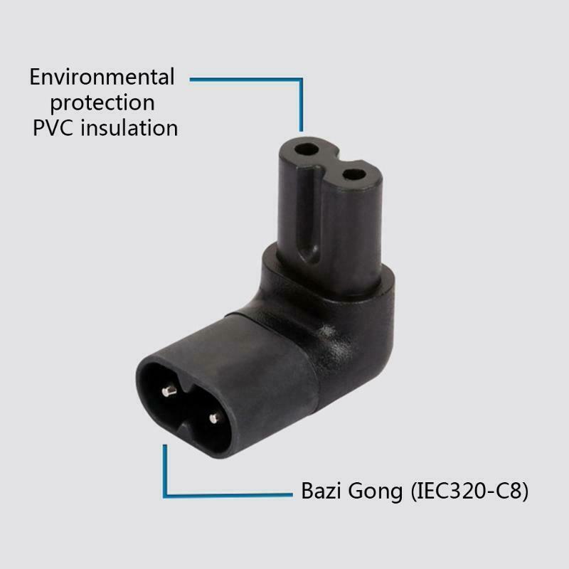 IEC320 C7 To C8 90 Degree Right  Angle AC Power Adapter 2 Prong Angle Adapter