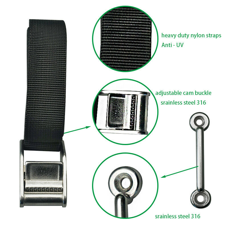 2 pcs Boat Cooler Tie Down Strap Tie Down Kit Tackle Box Tie-Down strap kit