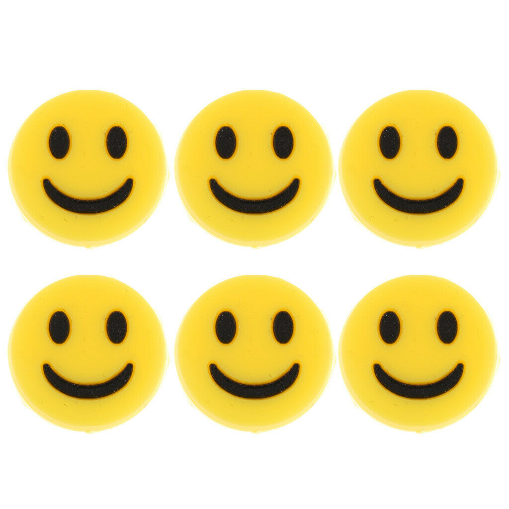 6pcs Silicone Tennis Racket Vibration Dampener Shock Absorber Yellow
