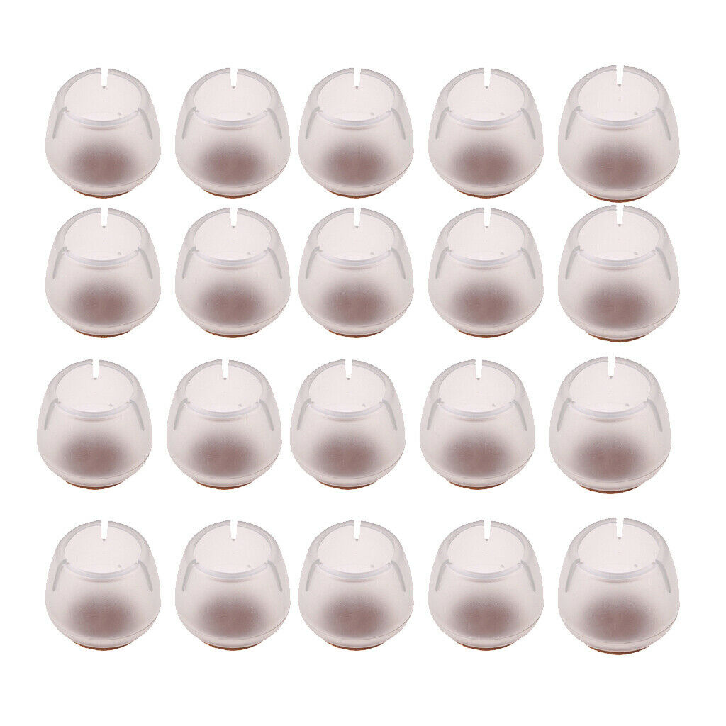 20pcs/Set Non-slip Chair Leg Caps Clear Silicione Furniture Feet Cups Covers