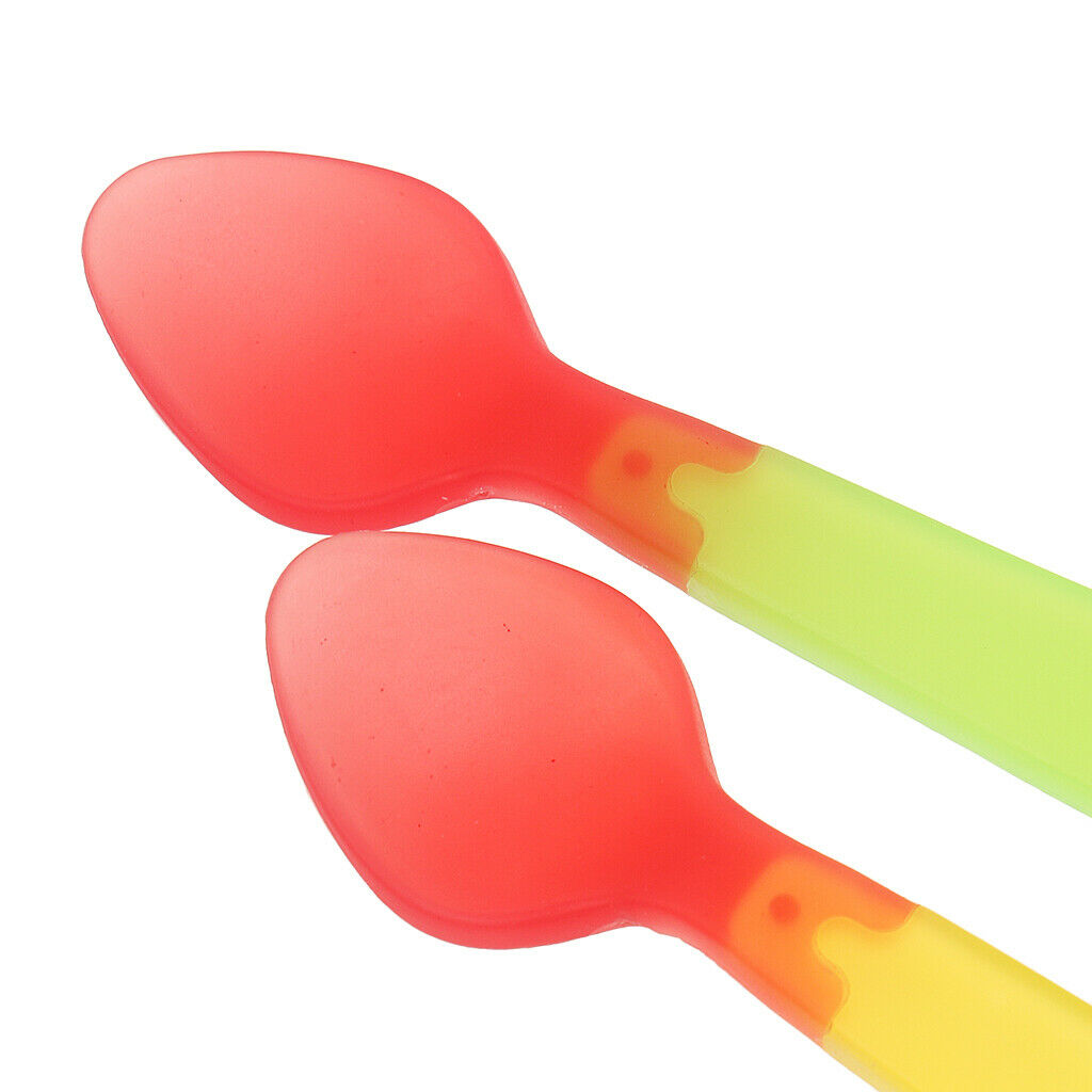Kids Baby Silicone Feeding With Spoon Feeder Food Bottle+Heat Sensing Spoon
