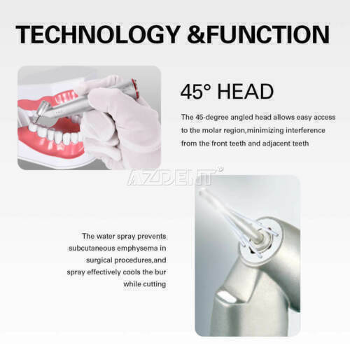 Dental 45°Push Button Electric Contra Angle Fiber Optic 1:4.2 increase Handpiece