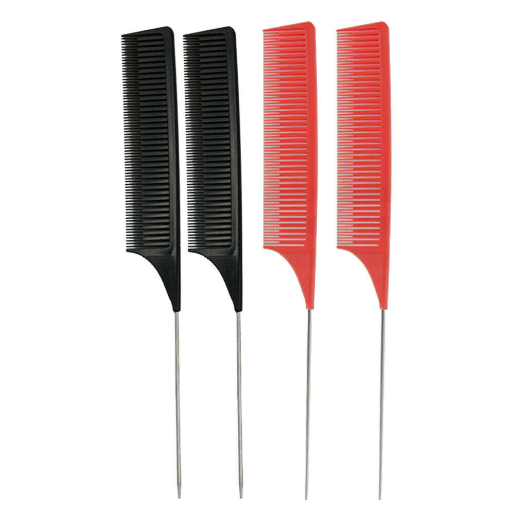 4Pcs Barber Styling Pin Tail Cutting Frizz Free Weaving Foiling Combs Set