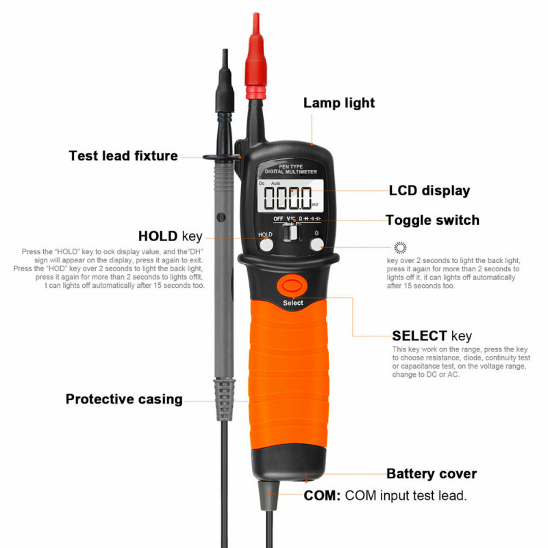 Ap-38B Pen Type Digital Multimeter Continuity Dc Voltage Tester Ohm Resistance