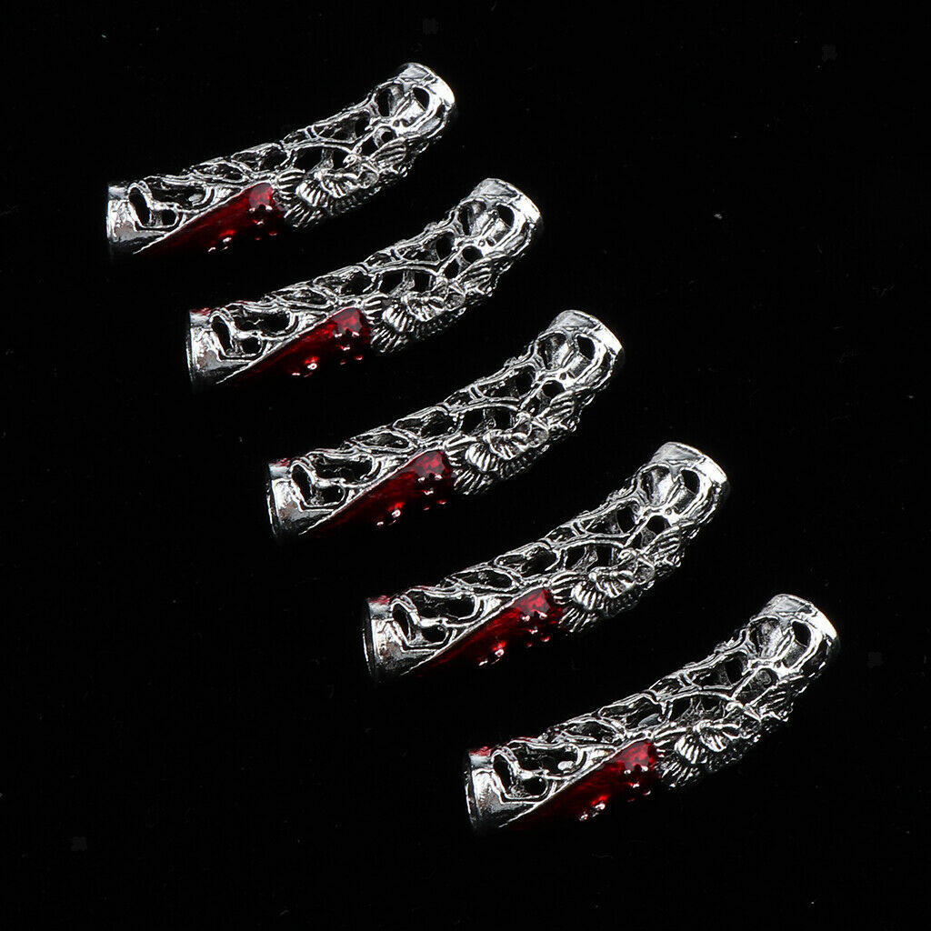 5Pcs Dreadlock Bead Twist Braid Jewelry Tube DIY Bracelet Beard Hair Pendant