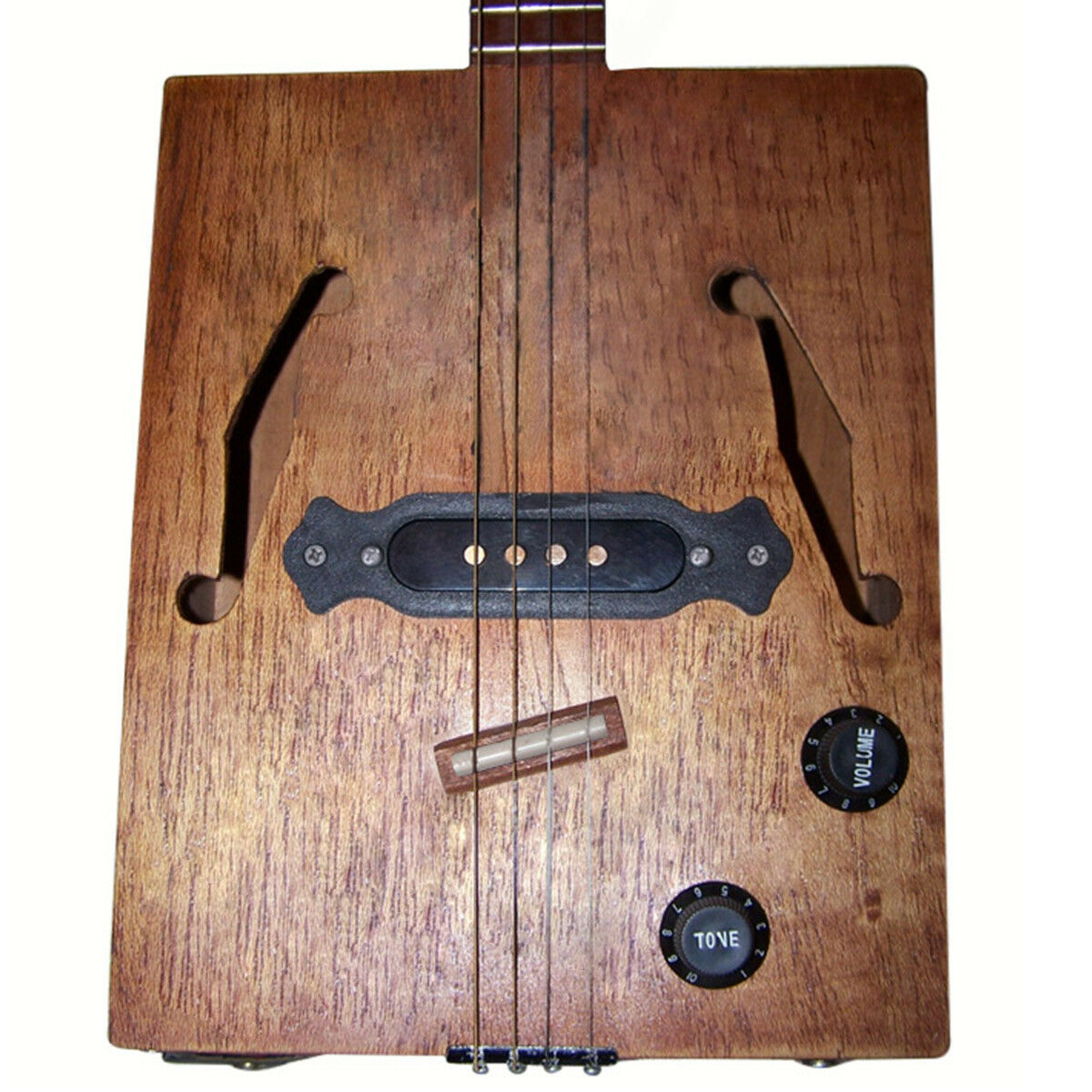 Prewired 4 String Electric Cigar Box Guitar Soundhole Pickup With Knobs Black