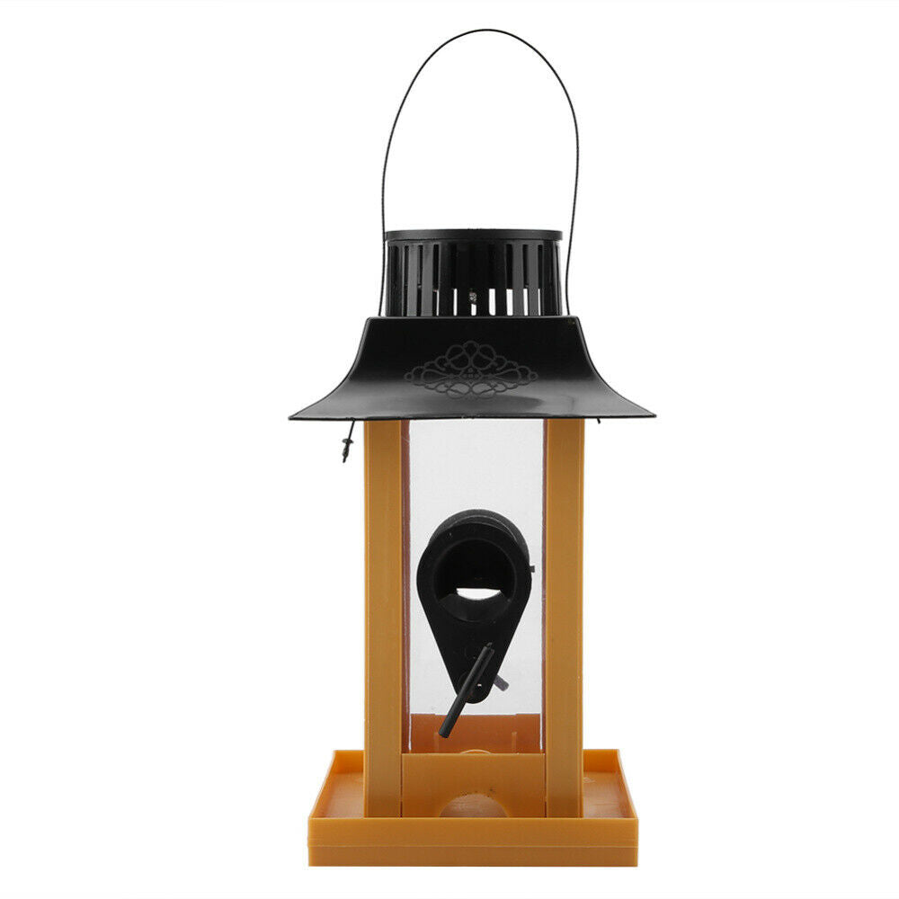Hanging Wild Bird Feeder Solar LED Light Outdoor Balcony Decor Parrot Feeder