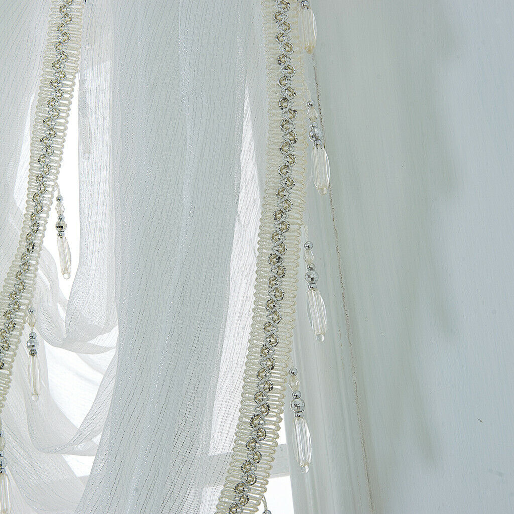 6X 1 Panel Glitter Tassel Window Valance Sheer Curtain Tiers Balloon Shades