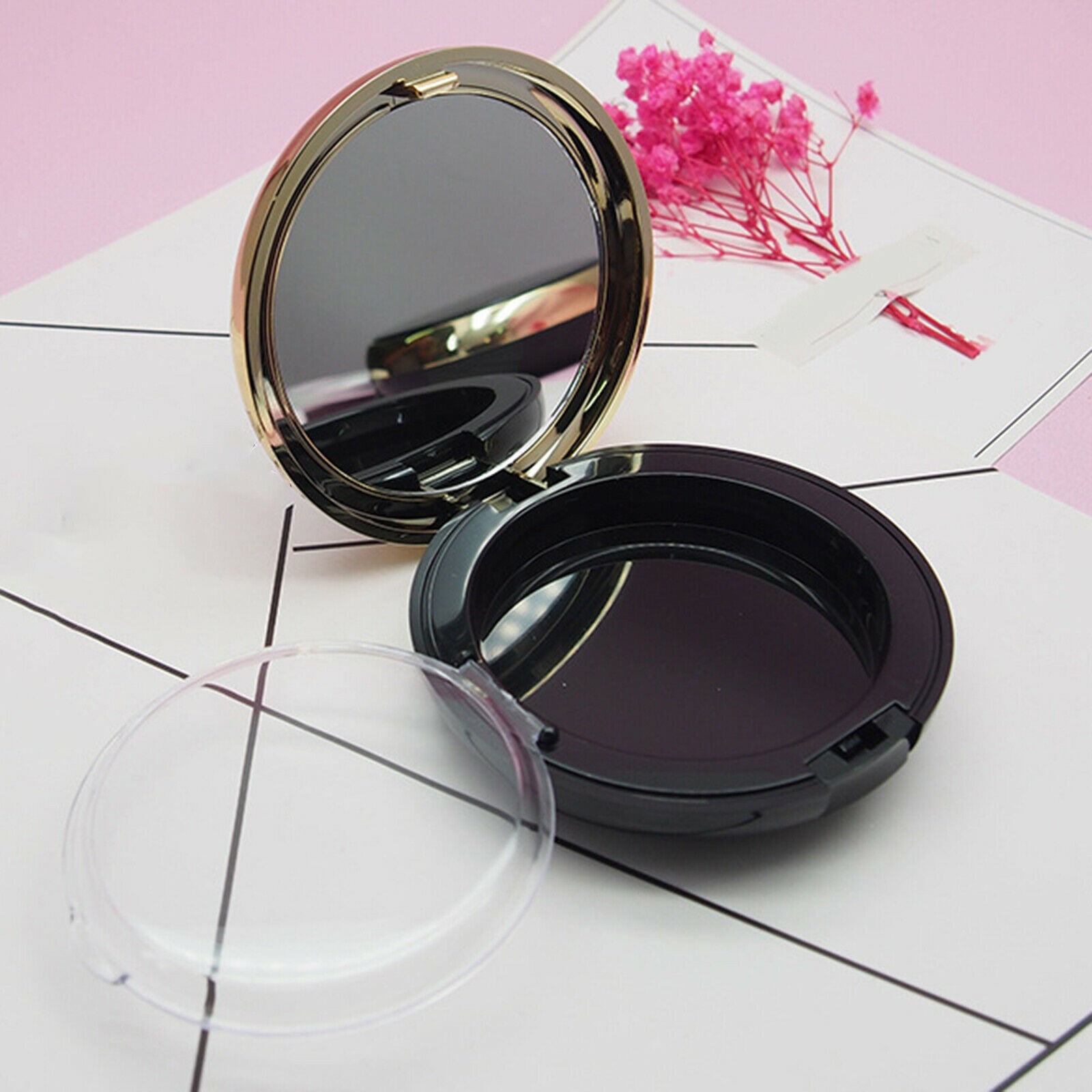 Empty Highlighter Pressed Powder Case Travel Portable Foundation Container