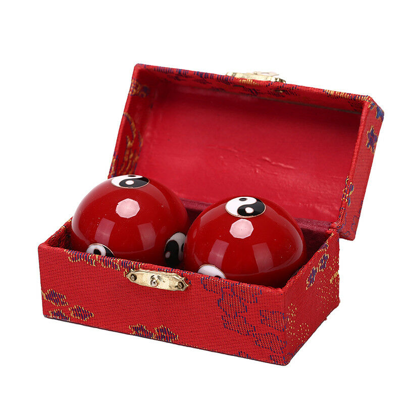 Chinese Yin Yang Health Ball Stress Relief Meditation Red Massage Tool Hand T Xz
