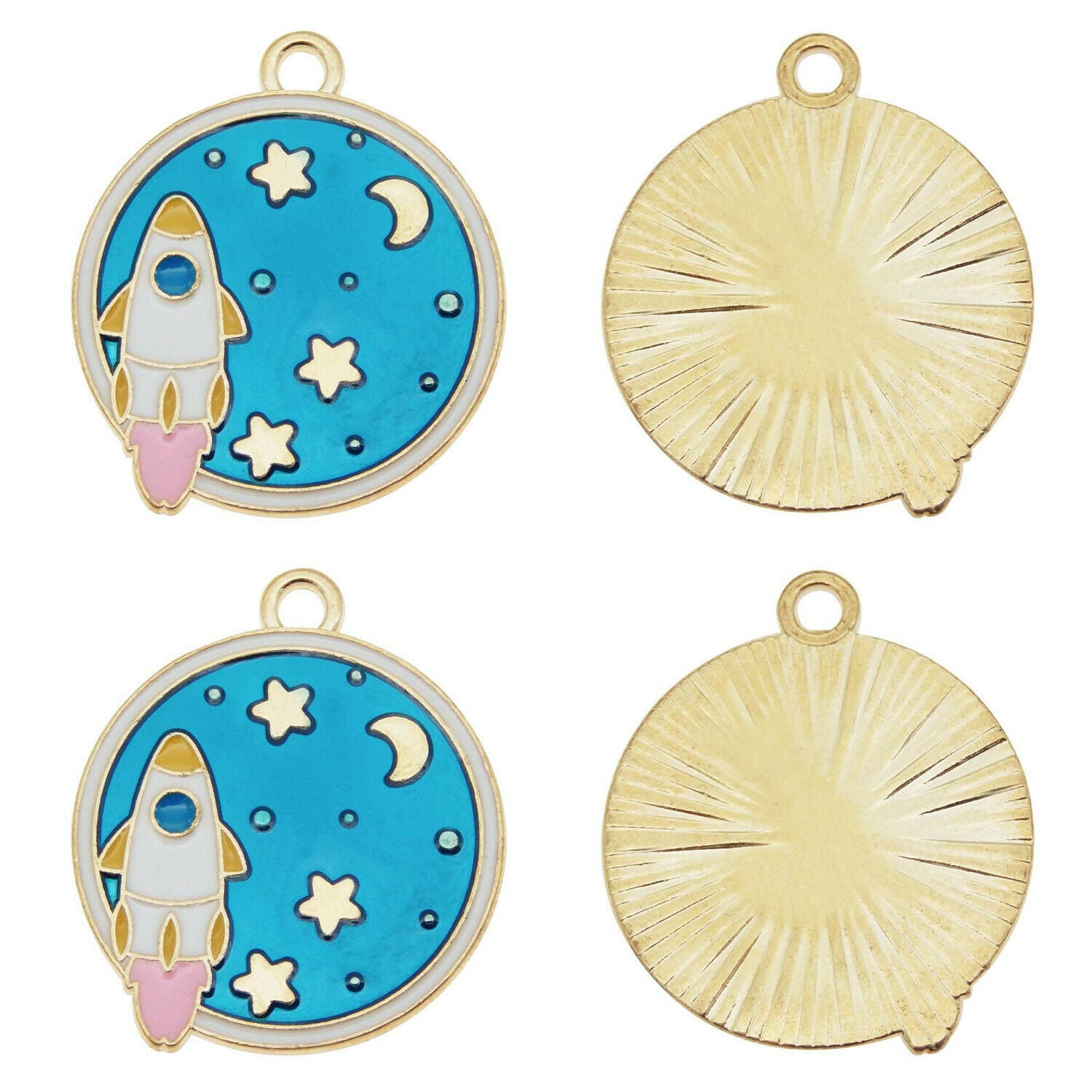 10 PCS Alloy Space Ship Enamel Charm Rocket Pendant Bracelet DIY Jewelry 29*25mm