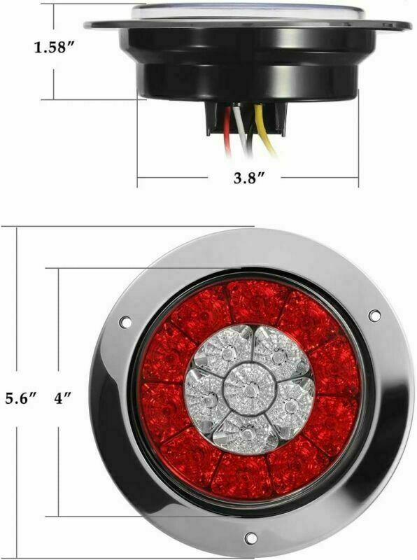 2x 4" 16 LED Round Truck Trailer RV Brake Stop Turn Tail Signal Light Red Amber