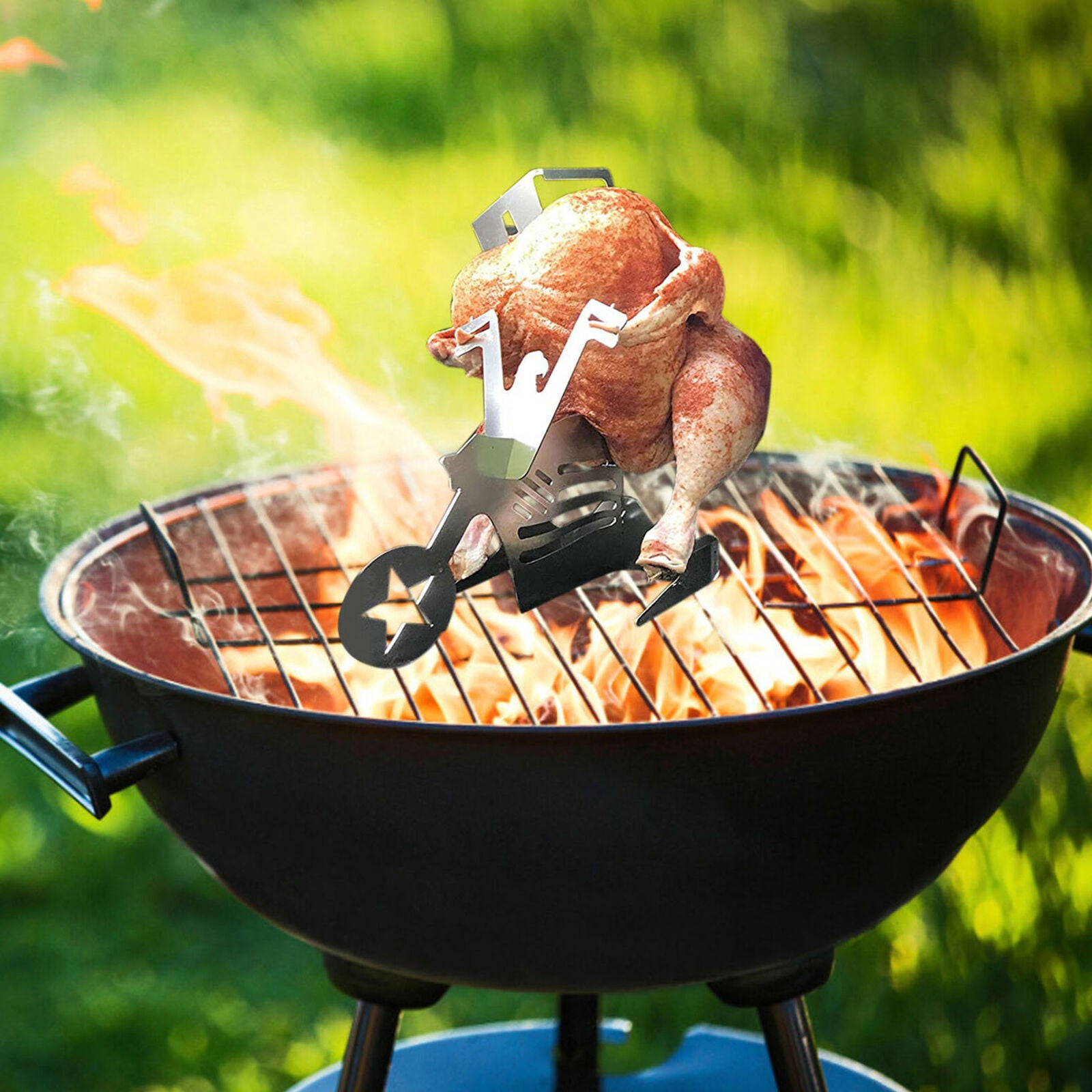 Steel Outdoor Chicken Stand-BBQ Portable grilling gift Father-Day HOT