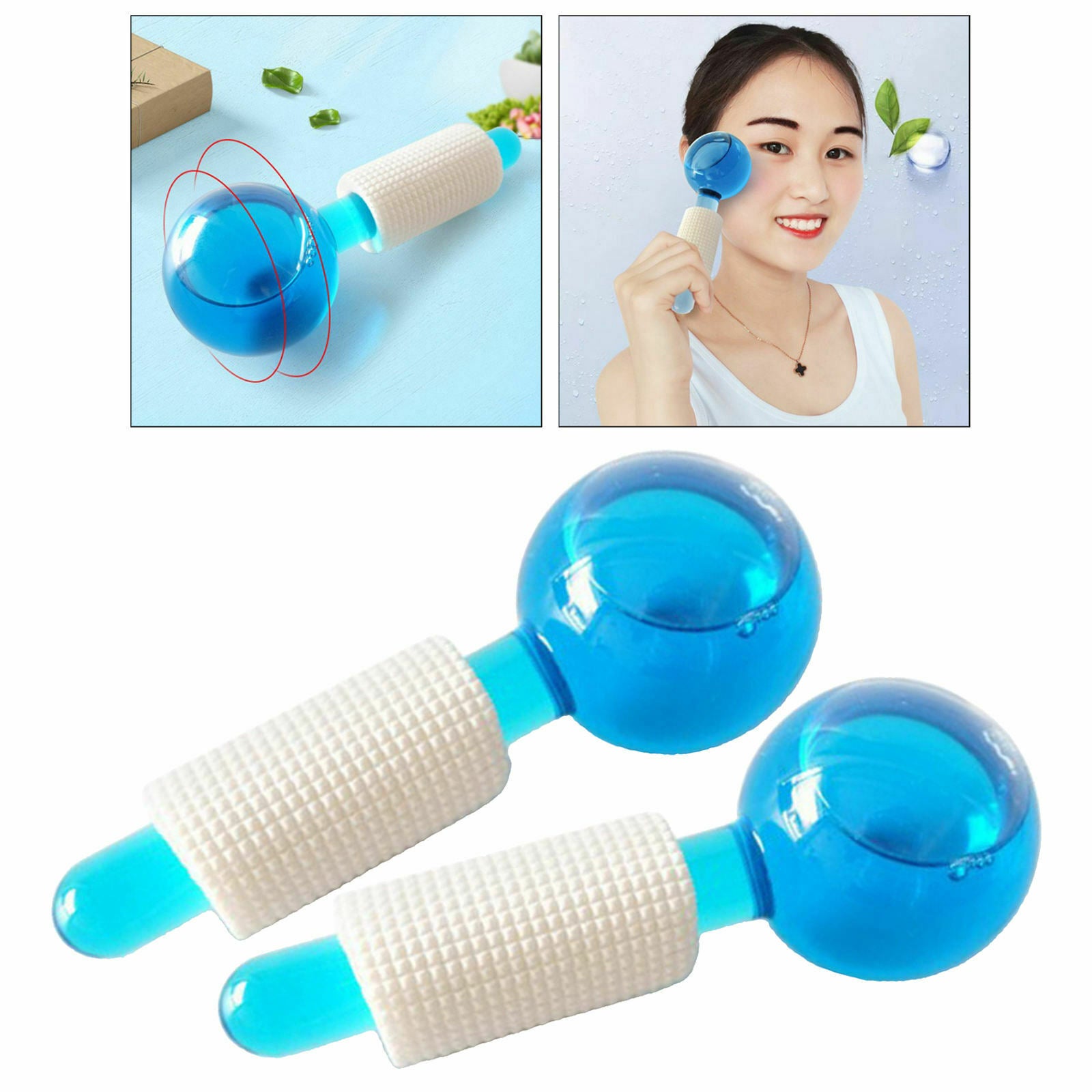 Set of 2Pcs Facial Massager Ice Ball Face Roller Massage Tool for Christmas