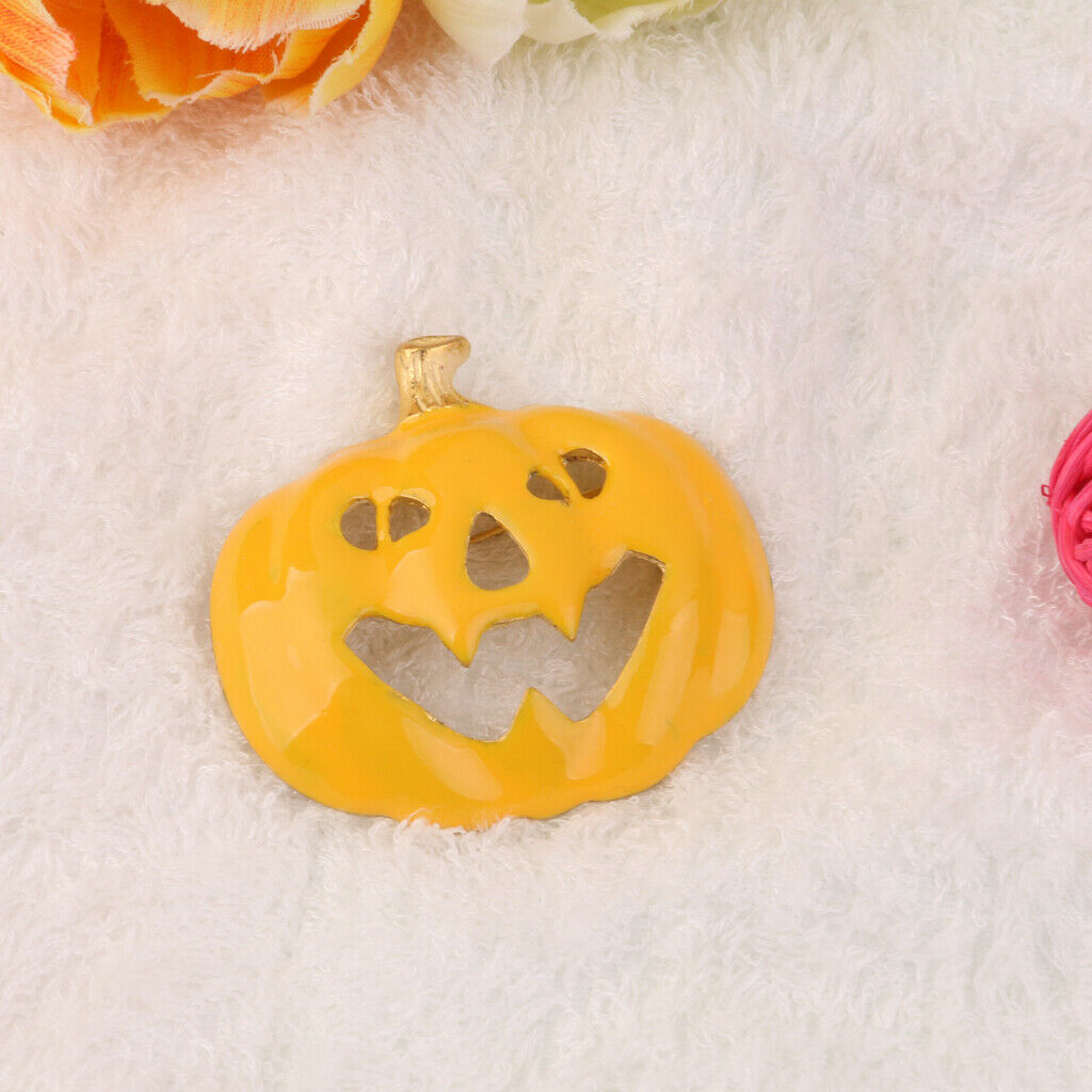 Angry Face Pumpkin Brooch Pin Decor for Halloween Party Favor Gift Yellow