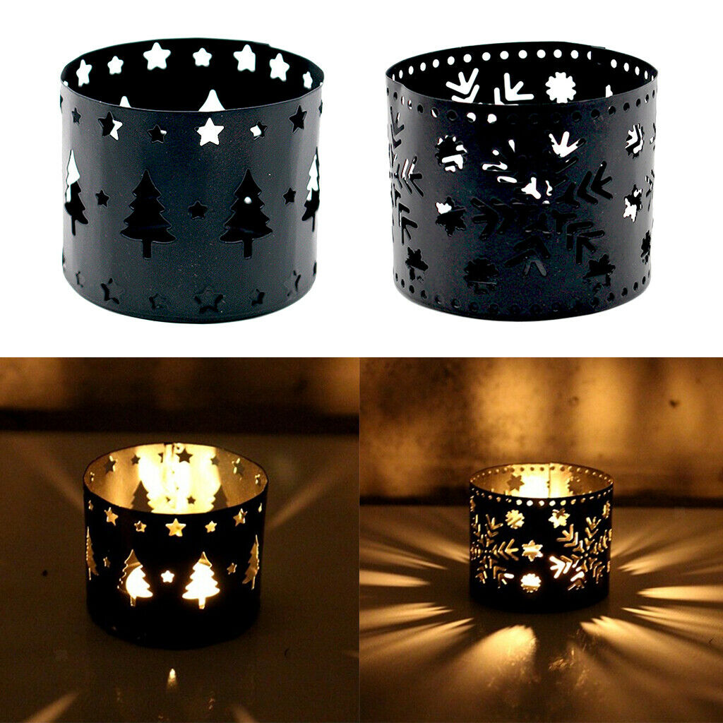2pcs Christmas Iron Craft Hollow Candle   Candlestick Decoration