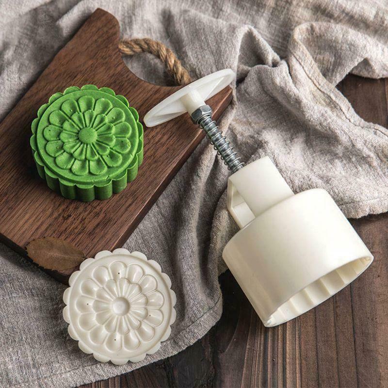 Moon Cake Mold 4 Stamps 125g DIY Hand Pressure Biscuits Pastry Mould Mid-autumn