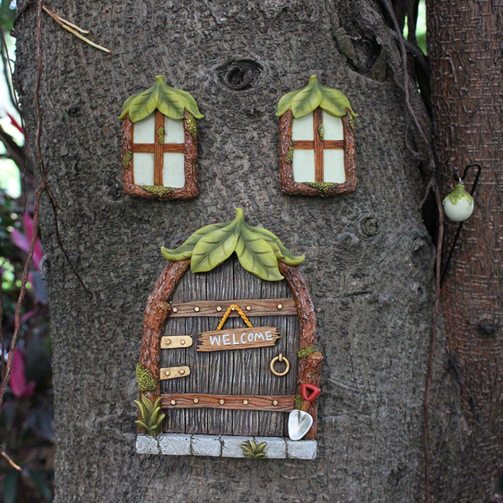 Glow in The Dark Fairy Door and Windows for Kids Room Decor with Bonus Fairy